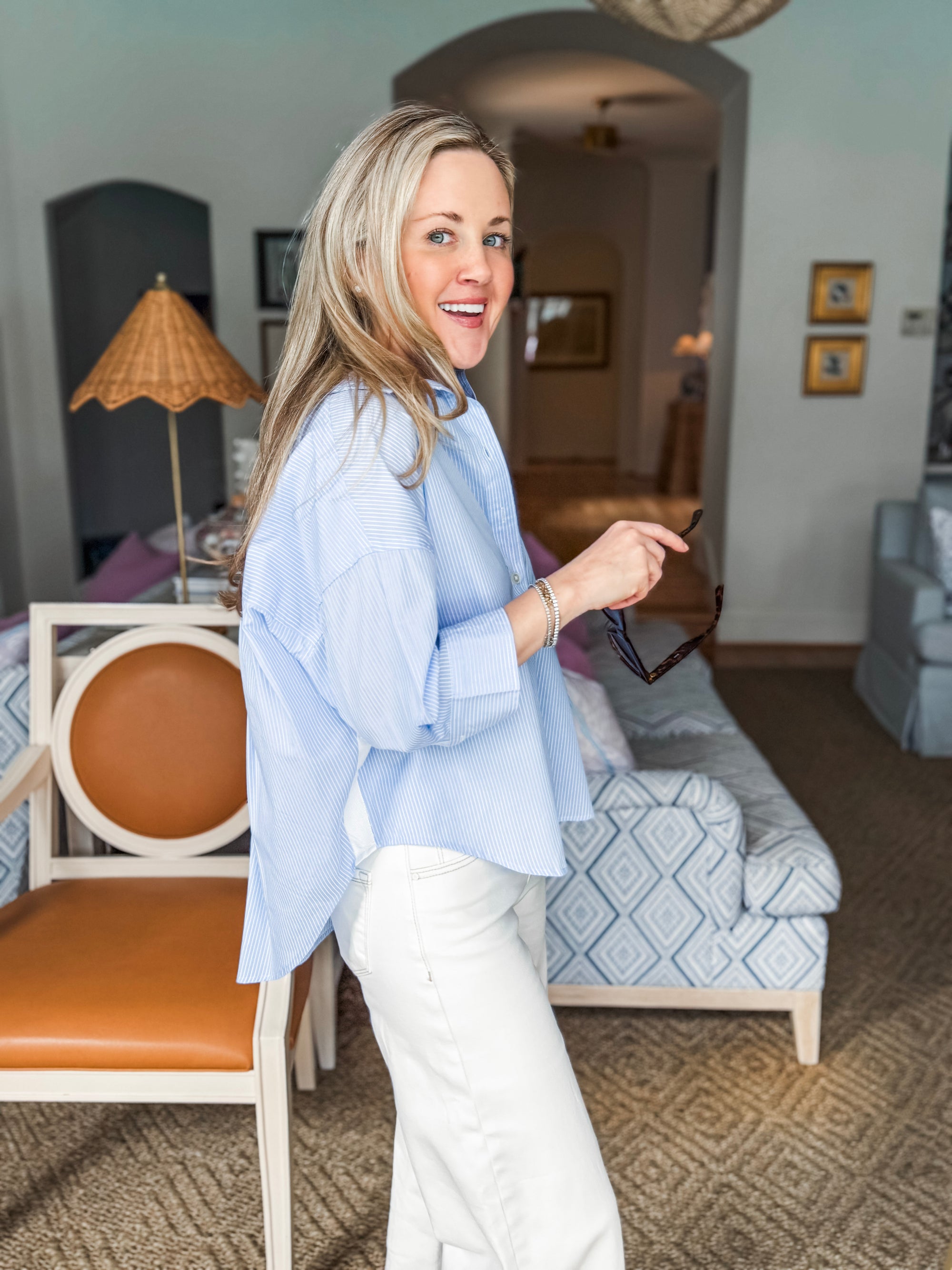 The Bellemar Striped Top- Blue