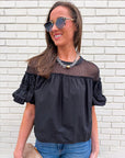 Sheer Romance Bubble Top-Black