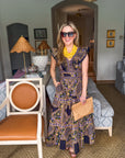 PREORDER: Sweet Spell Floral Midi Dress-Navy