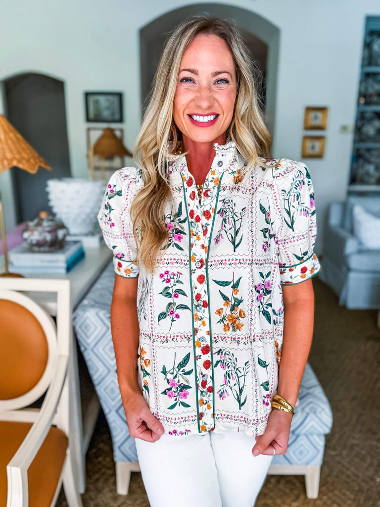 Delicate Dreams Floral Top-Ecru