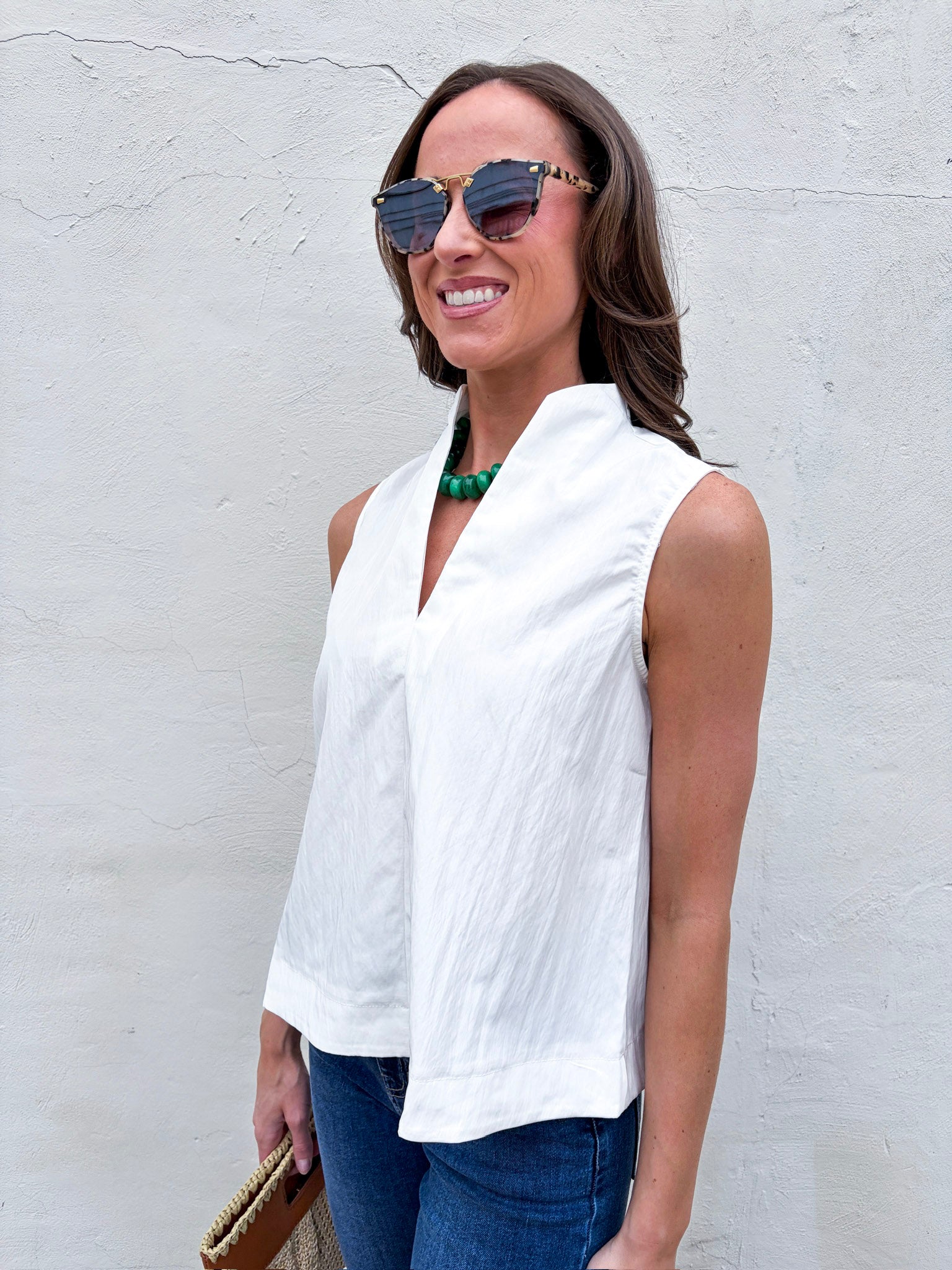 Avery Sleeveless Top-White