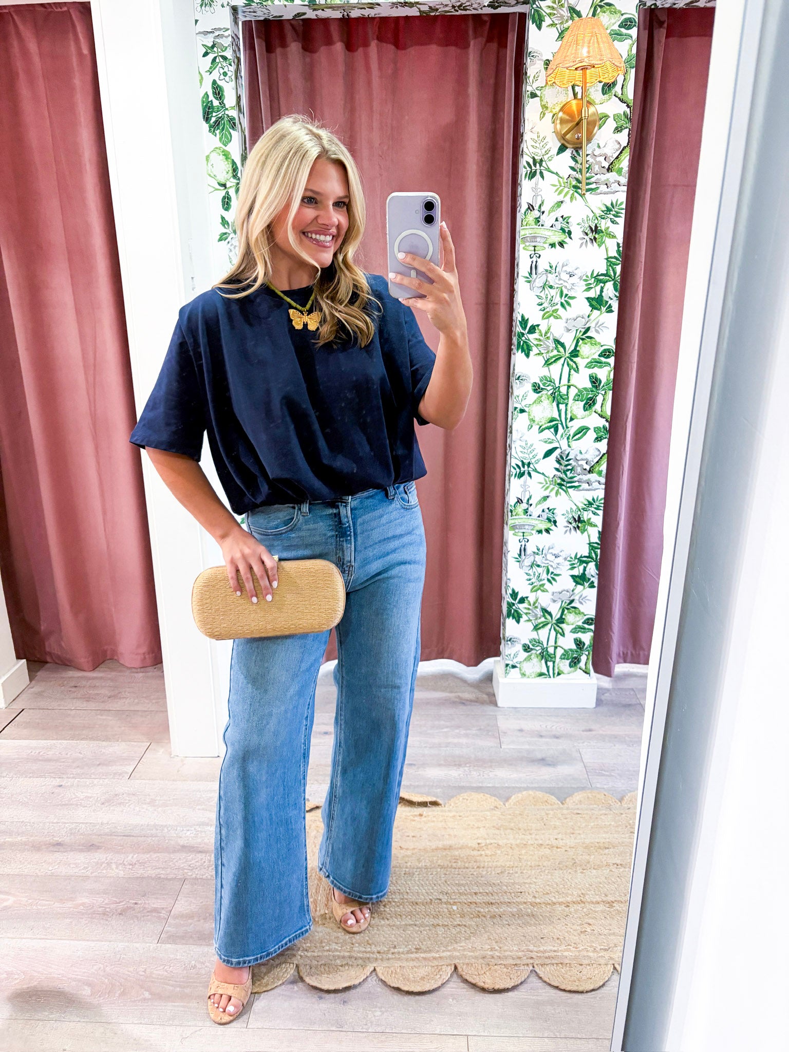 Genevieve Bubble Top-Navy