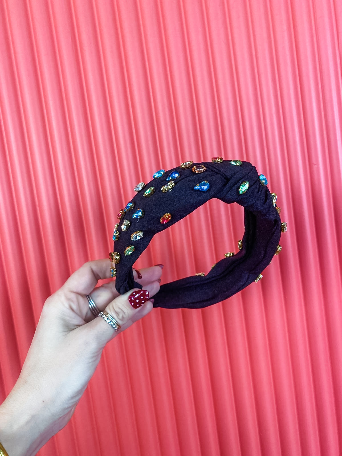 Gemmie Knotted Headband-Black