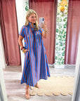 The Iconic Stripe Midi Dress-Royal