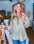 Right Way Striped Top-Olive