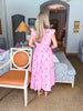 Flower Bouquet Embroidered Midi Dress-Pink