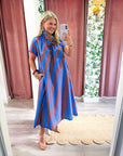 The Iconic Stripe Midi Dress-Royal