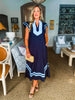 Meet in Mykonos Midi Dress-Navy