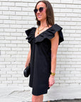 Flirt Alert Mini Dress- Black