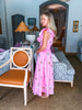 Flower Bouquet Embroidered Midi Dress-Pink
