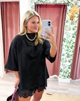 Old Mill Mock Neck Top-Black