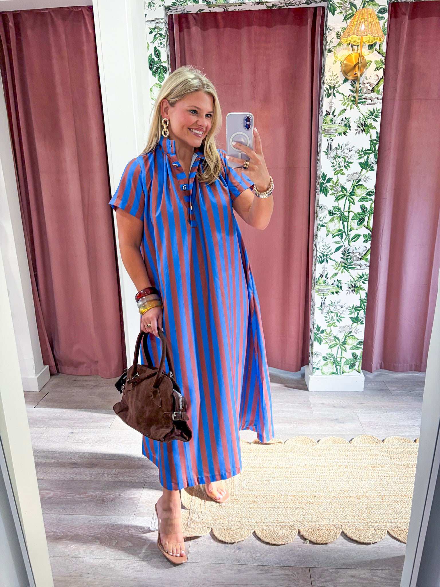 The Iconic Stripe Midi Dress-Royal