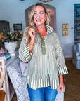 Right Way Striped Top-Olive
