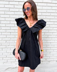 Flirt Alert Mini Dress- Black