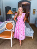 Flower Bouquet Embroidered Midi Dress-Pink
