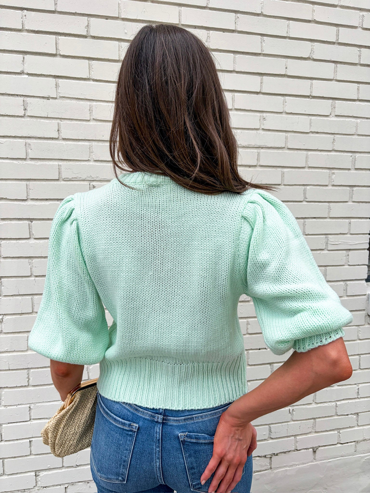 Travel Plans Button Down Sweater-Mint