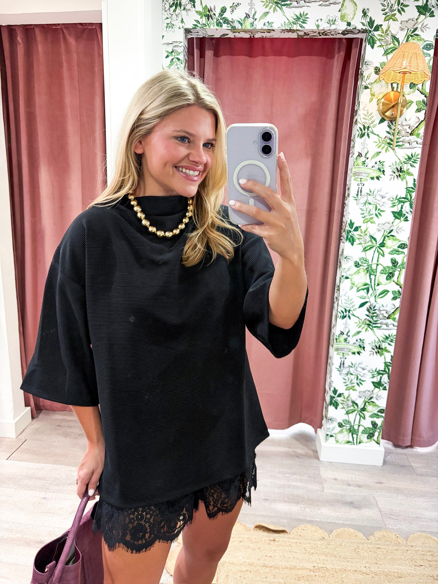 Old Mill Mock Neck Top-Black