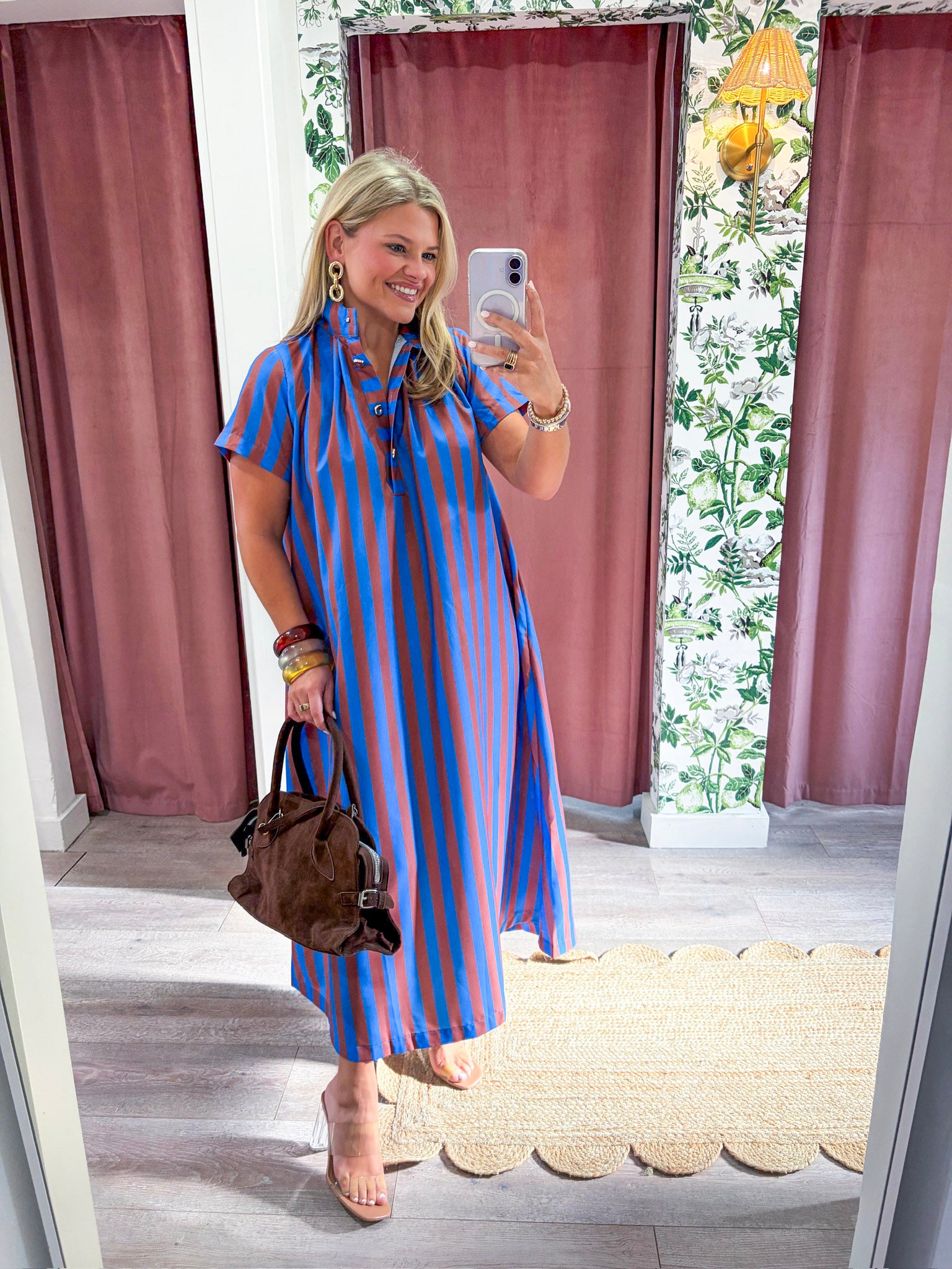 The Iconic Stripe Midi Dress-Royal