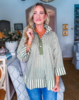 Right Way Striped Top-Olive