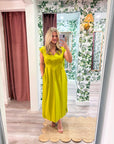 The Paris Edition Midi Dress-Lime