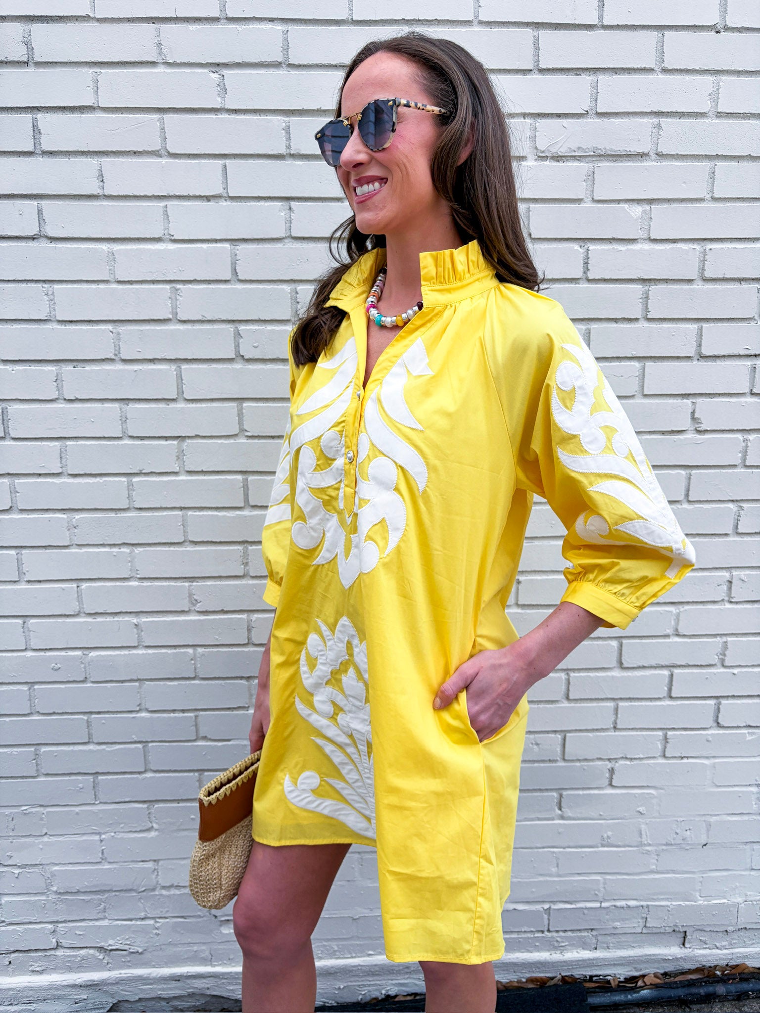Isla Floral Baroque Dress-Yellow