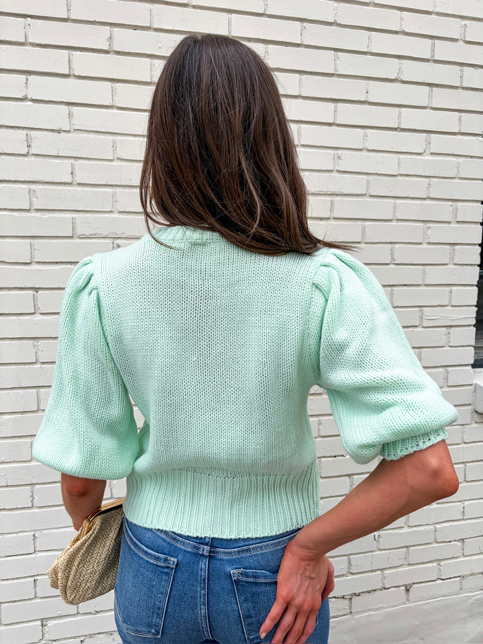 Travel Plans Button Down Sweater-Mint