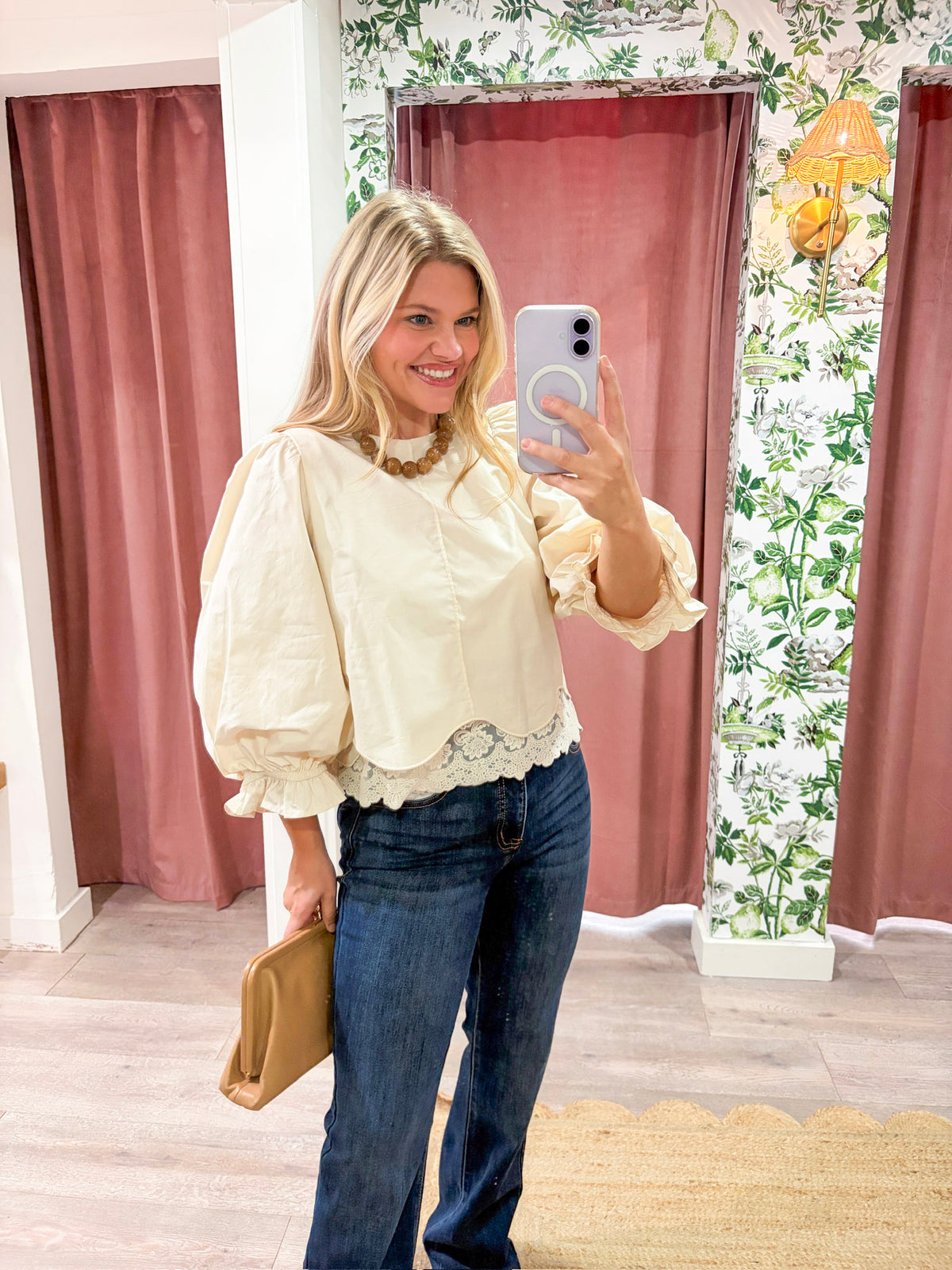 La Belle Puff Sleeve Top-Ecru