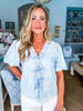 Vintage Eyelet Top-Light Blue