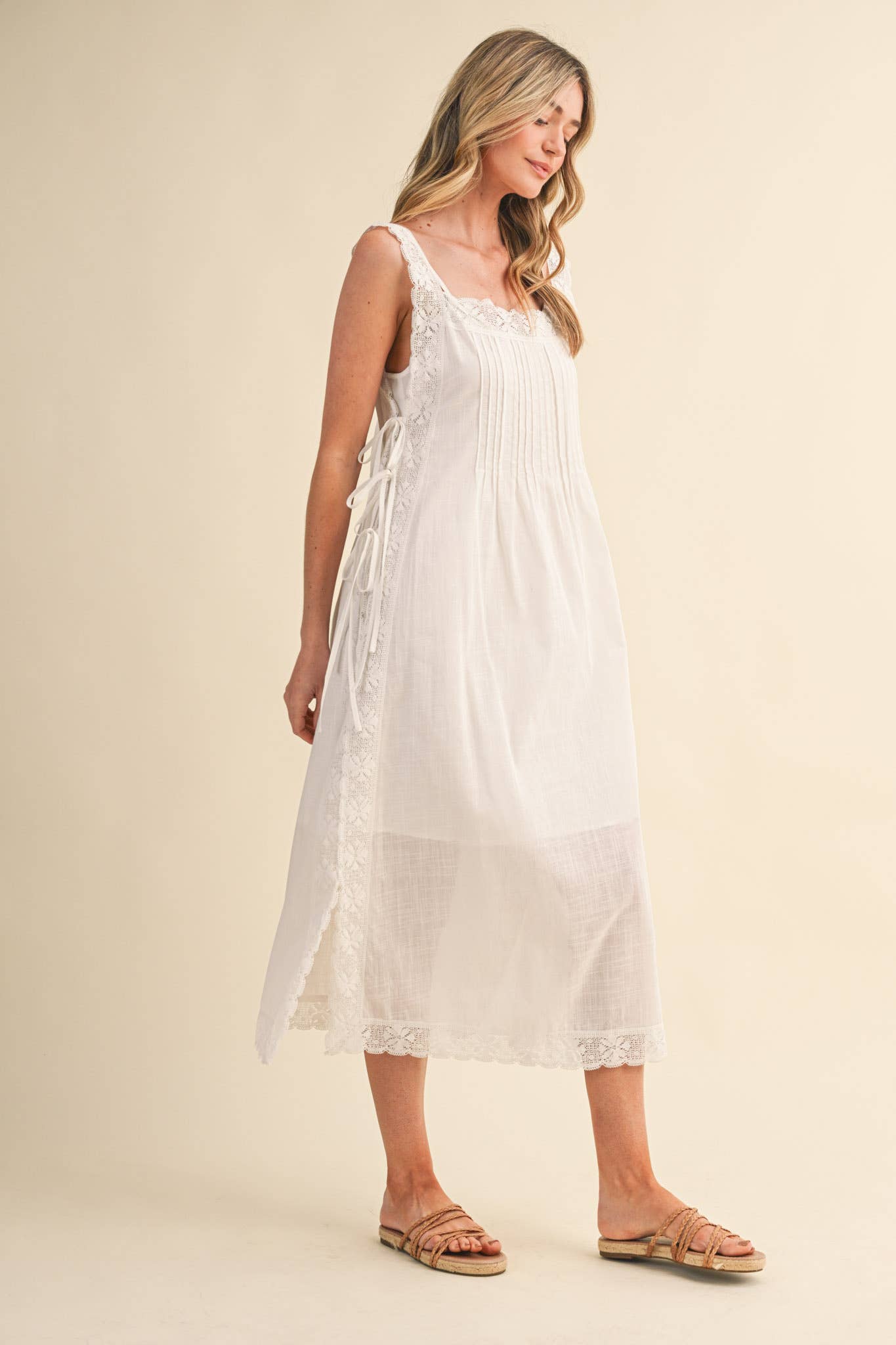 PREORDER: Fleur Romance Midi Dress-Off White