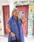 The Iconic Stripe Midi Dress-Royal