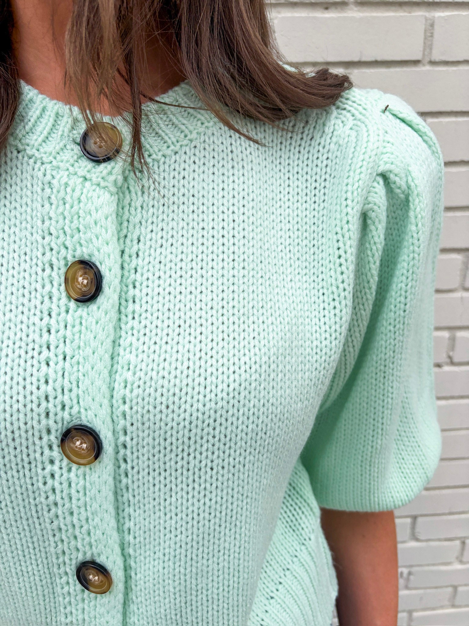 Travel Plans Button Down Sweater-Mint