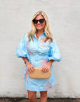 Sweet Flora Puff Sleeve Dress-Sky Blue