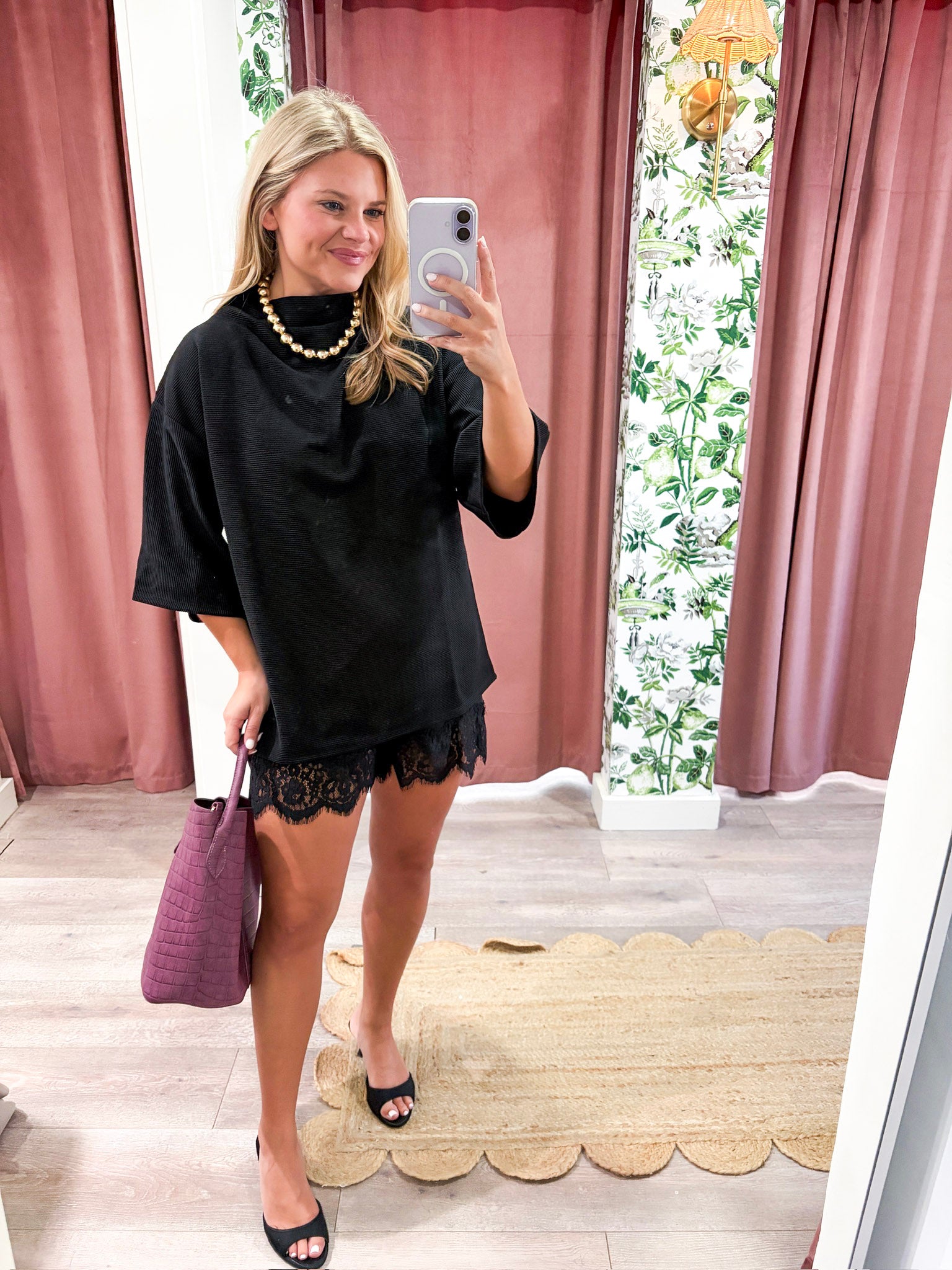 Old Mill Mock Neck Top-Black