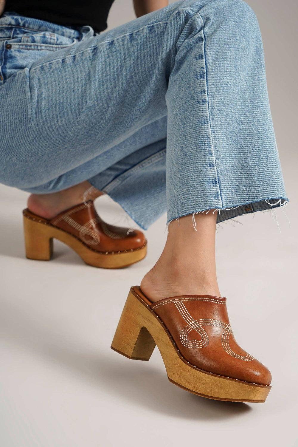 Retro Chic Wooden Clogs
