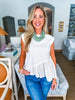 Right Fit Peplum Top-White
