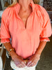 Morning Walk Poplin Top-Coral