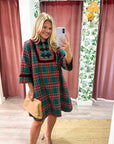 Festive Wishes Plaid Mini Dress-Green