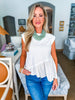 Right Fit Peplum Top-White