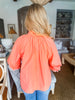 Morning Walk Poplin Top-Coral