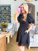 Petals And Pinot Eyelet Mini Dress-Black