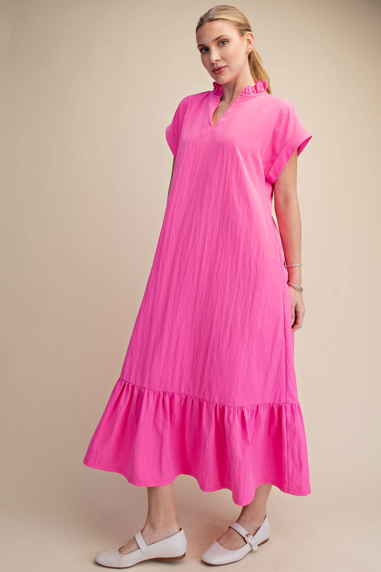 Simple Joy Midi Dress-Hot Pink