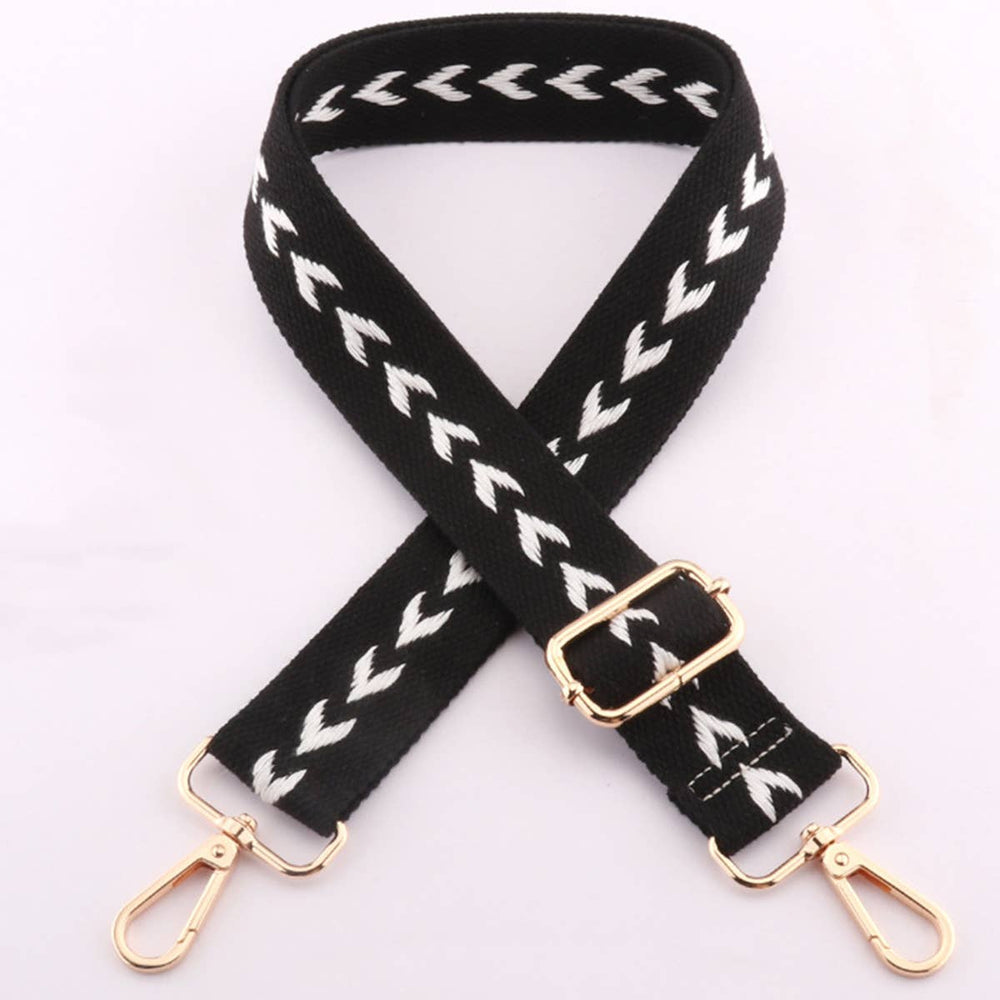 White Arrow Bag Strap-Black