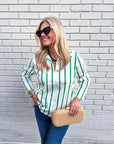 Everly Stripe Top-Green