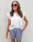 Blissful Wind Button Down Top-White