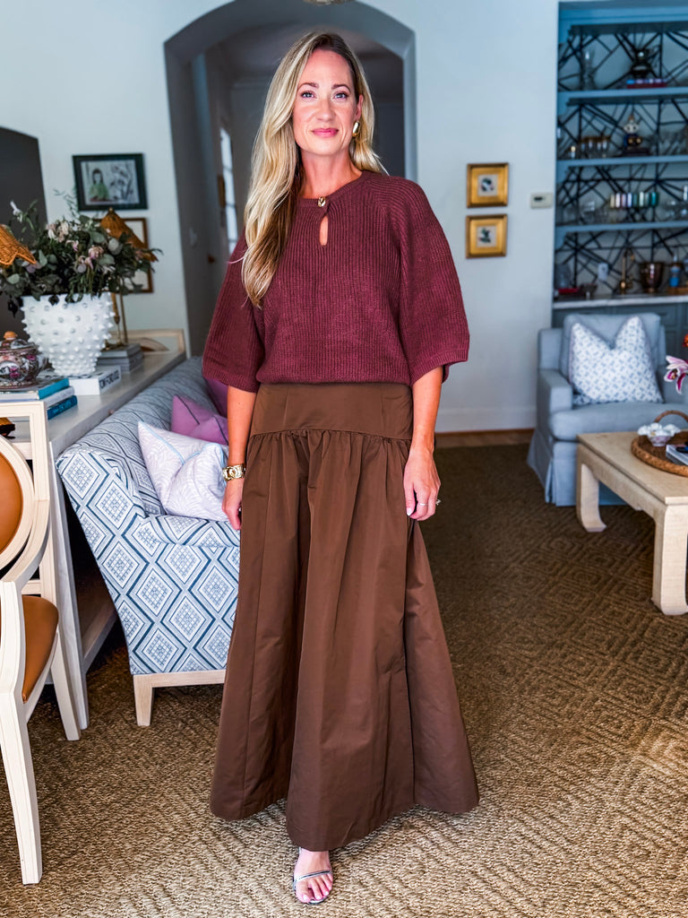 Fit & Flare Maxi Skirt-Mocha