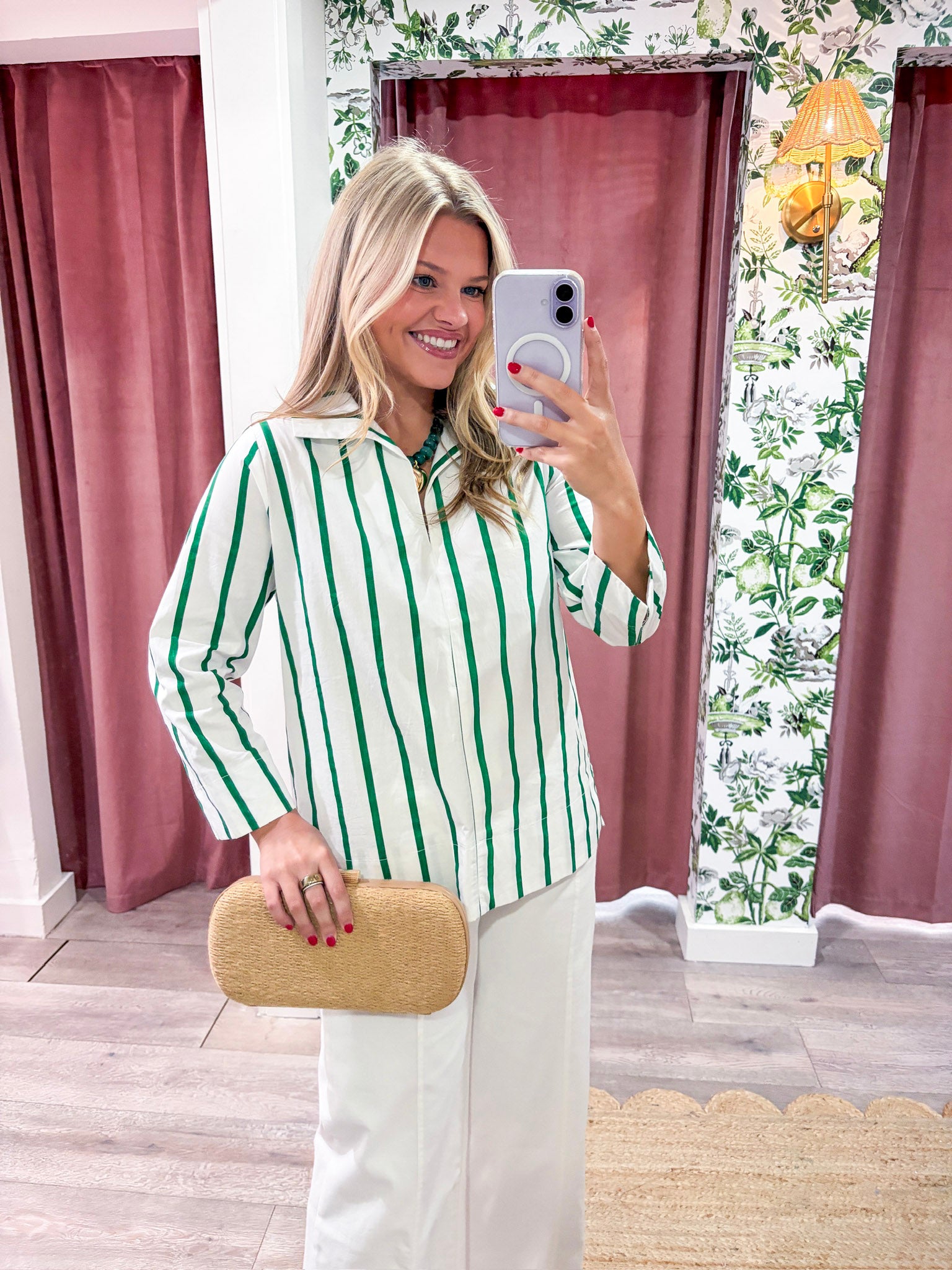 Everly Stripe Top-Green
