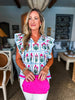 In The Garden Floral Top-Magenta