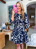 Museum Stroll Mini Dress-Dark Navy