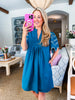 Countryside Mornings Mini Dress-Teal
