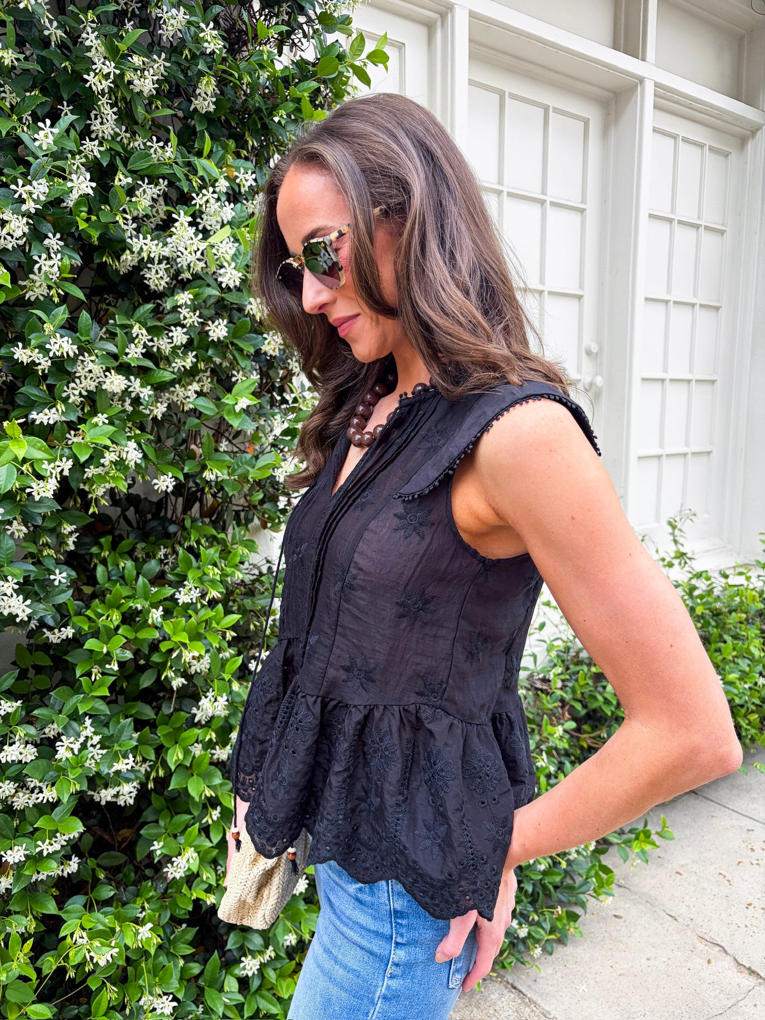 Lady Luck Embroidered Peplum Top